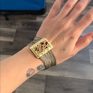 Gold & Silver Multi Color Stone Magnetic Bracelet